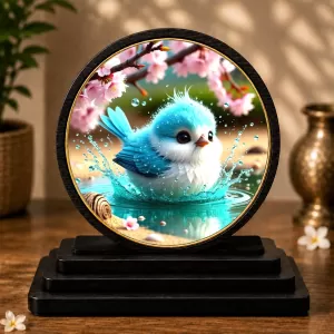 Premium Wooden Fluffy Blue Bird Showpiece For Car Dashboard & Office Table | 4 X 4.5 Inch Sublimation Printed Decorative Stand | 4 Mm MDF | Home Decor | Made In India (F33413) Premium Wooden Fluffy Blue Bird Showpiece For Car Dashboard & Office Table | 4 X 4.5 Inch Sublimation Printed Decorative Stand | 4 Mm MDF | Home Decor | Made In India (F33413)
