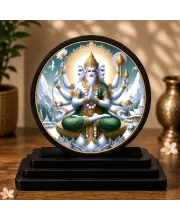 Premium Wooden  Lord Brahma Showpiece For Car Dashboard & Office Table | 4 X 4.5 Inch Sublimation Printed Decorative Stand | 4 Mm MDF | Home Decor | Made In India (F33414)