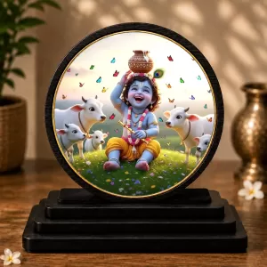 Premium Wooden Bal Krishna Showpiece For Car Dashboard & Office Table | 4 X 4.5 Inch Sublimation Printed Decorative Stand | 4 Mm MDF | Home Decor | Made In India (F33416) Premium Wooden Bal Krishna Showpiece For Car Dashboard & Office Table | 4 X 4.5 Inch Sublimation Printed Decorative Stand | 4 Mm MDF | Home Decor | Made In India (F33416)