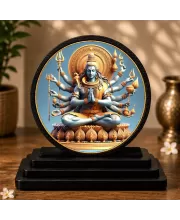 Premium Wooden  Lord Shiva Showpiece For Car Dashboard & Office Table | 4 X 4.5 Inch Sublimation Printed Decorative Stand | 4 Mm MDF | Home Decor | Made In India (F33417)