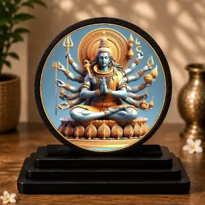 Premium Wooden  Lord Shiva Showpiece For Car Dashboard & Office Table | 4 X 4.5 Inch Sublimation Printed Decorative Stand | 4 Mm MDF | Home Decor | Made In India (F33417)
