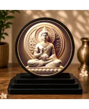 Premium Wooden Gautam Buddha Showpiece For Car Dashboard & Office Table | 4 X 4.5 Inch Sublimation Printed Decorative Stand | 4 Mm MDF | Home Decor | Made In India (F33418)