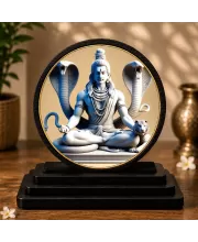 Premium Wooden  Lord Shiva Showpiece For Car Dashboard & Office Table | 4 X 4.5 Inch Sublimation Printed Decorative Stand | 4 Mm MDF | Home Decor | Made In India (F33419)