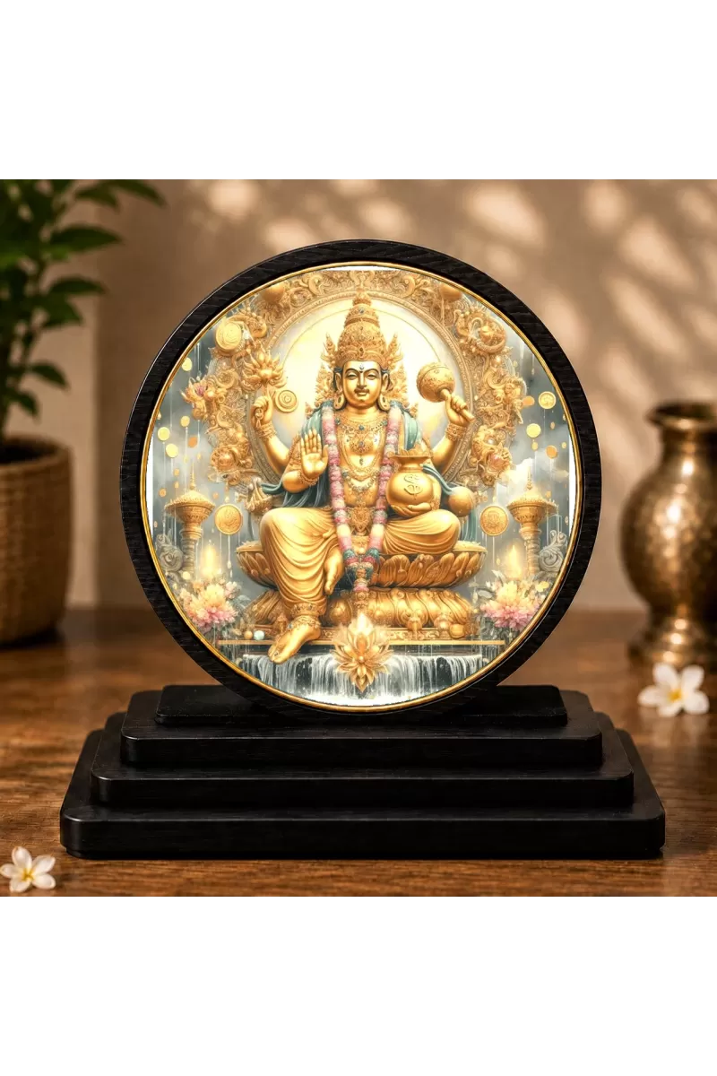 Premium Wooden  Lord Kuber Showpiece For Car Dashboard & Office Table | 4 X 4.5 Inch Sublimation Printed Decorative Stand | 4 Mm MDF | Home Decor | Made In India (F33427)