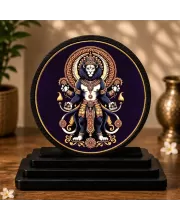 Premium Wooden  Lord Narasimha Showpiece For Car Dashboard & Office Table | 4 X 4.5 Inch Sublimation Printed Decorative Stand | 4 Mm MDF | Home Decor | Made In India (F33429)