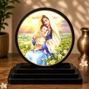 Premium Wooden Virgin Mary And Child Jesus Showpiece For Car Dashboard & Office Table | 4 X 4.5 Inch Sublimation Printed Decorative Stand | 4 Mm MDF | Home Decor | Made In India (F33430) Premium Wooden Virgin Mary And Child Jesus Showpiece For Car Dashboard & Office Table | 4 X 4.5 Inch Sublimation Printed Decorative Stand | 4 Mm MDF | Home Decor | Made In India (F33430)