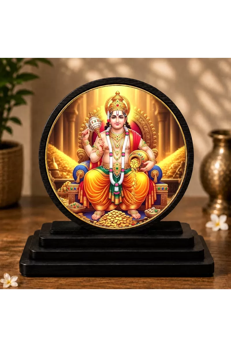 Premium Wooden  Lord Kuber Showpiece For Car Dashboard & Office Table | 4 X 4.5 Inch Sublimation Printed Decorative Stand | 4 Mm MDF | Home Decor | Made In India (F33432)