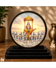Premium Wooden Lord Surya Dev Showpiece For Car Dashboard & Office Table | 4 X 4.5 Inch Sublimation Printed Decorative Stand | 4 Mm MDF | Home Decor | Made In India (F33440)