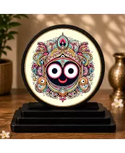 Premium Wooden Lord Jagannath Showpiece For Car Dashboard & Office Table | 4 X 4.5 Inch Sublimation Printed Decorative Stand | 4 Mm MDF | Home Decor | Made In India (F33443)