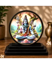 Premium Wooden Lord Shiva Showpiece For Car Dashboard & Office Table | 4 X 4.5 Inch Sublimation Printed Decorative Stand | 4 Mm MDF | Home Decor | Made In India (F33445)