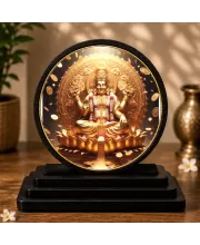 Premium Wooden Lord Kubera Showpiece For Car Dashboard & Office Table | 4 X 4.5 Inch Sublimation Printed Decorative Stand | 4 Mm MDF | Home Decor | Made In India (F33452)