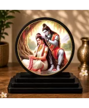 Premium Wooden Mahadev Parvati Ji Showpiece For Car Dashboard & Office Table | 4 X 4.5 Inch Sublimation Printed Decorative Stand | 4 Mm MDF | Home Decor | Made In India (F33457)