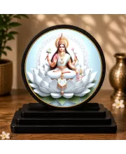 Premium Wooden Goddess Lakshmi Showpiece For Car Dashboard & Office Table | 4 X 4.5 Inch Sublimation Printed Decorative Stand | 4 Mm MDF | Home Decor | Made In India (F33460)