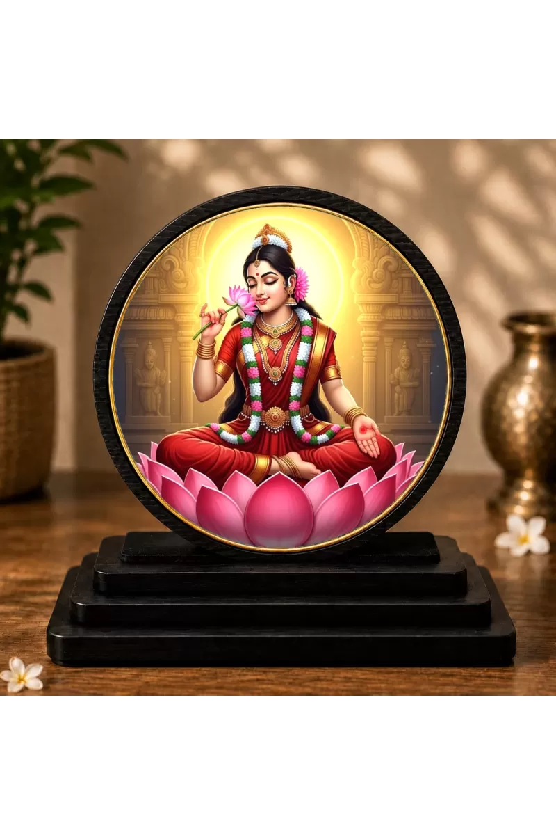 Premium Wooden Sri Bala Tripurasundari Showpiece For Car Dashboard & Office Table | 4 X 4.5 Inch Sublimation Printed Decorative Stand | 4 Mm MDF | Home Decor | Made In India (F33461)