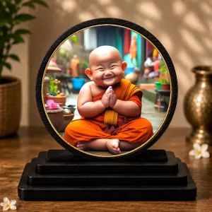 Premium Wooden Laughing Monk Showpiece For Car Dashboard & Office Table | 4 X 4.5 Inch Sublimation Printed Decorative Stand | 4 Mm MDF | Home Decor | Made In India (F33464) Premium Wooden Laughing Monk Showpiece For Car Dashboard & Office Table | 4 X 4.5 Inch Sublimation Printed Decorative Stand | 4 Mm MDF | Home Decor | Made In India (F33464)