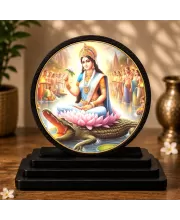 Premium Wooden  Goddess Ganga Showpiece For Car Dashboard & Office Table | 4 X 4.5 Inch Sublimation Printed Decorative Stand | 4 Mm MDF | Home Decor | Made In India (F33466)