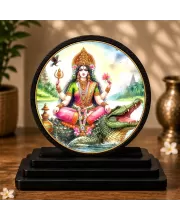 Premium Wooden  Goddess Ganga Showpiece For Car Dashboard & Office Table | 4 X 4.5 Inch Sublimation Printed Decorative Stand | 4 Mm MDF | Home Decor | Made In India (F33468)