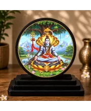 Premium Wooden Lord Shiva Showpiece For Car Dashboard & Office Table | 4 X 4.5 Inch Sublimation Printed Decorative Stand | 4 Mm MDF | Home Decor | Made In India (F33475)