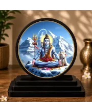Premium Wooden Lord Shiva Showpiece For Car Dashboard & Office Table | 4 X 4.5 Inch Sublimation Printed Decorative Stand | 4 Mm MDF | Home Decor | Made In India (F33476)
