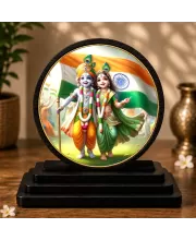Premium Wooden  Radha Krishna Showpiece For Car Dashboard & Office Table | 4 X 4.5 Inch Sublimation Printed Decorative Stand | 4 Mm MDF | Home Decor | Made In India (F33484)