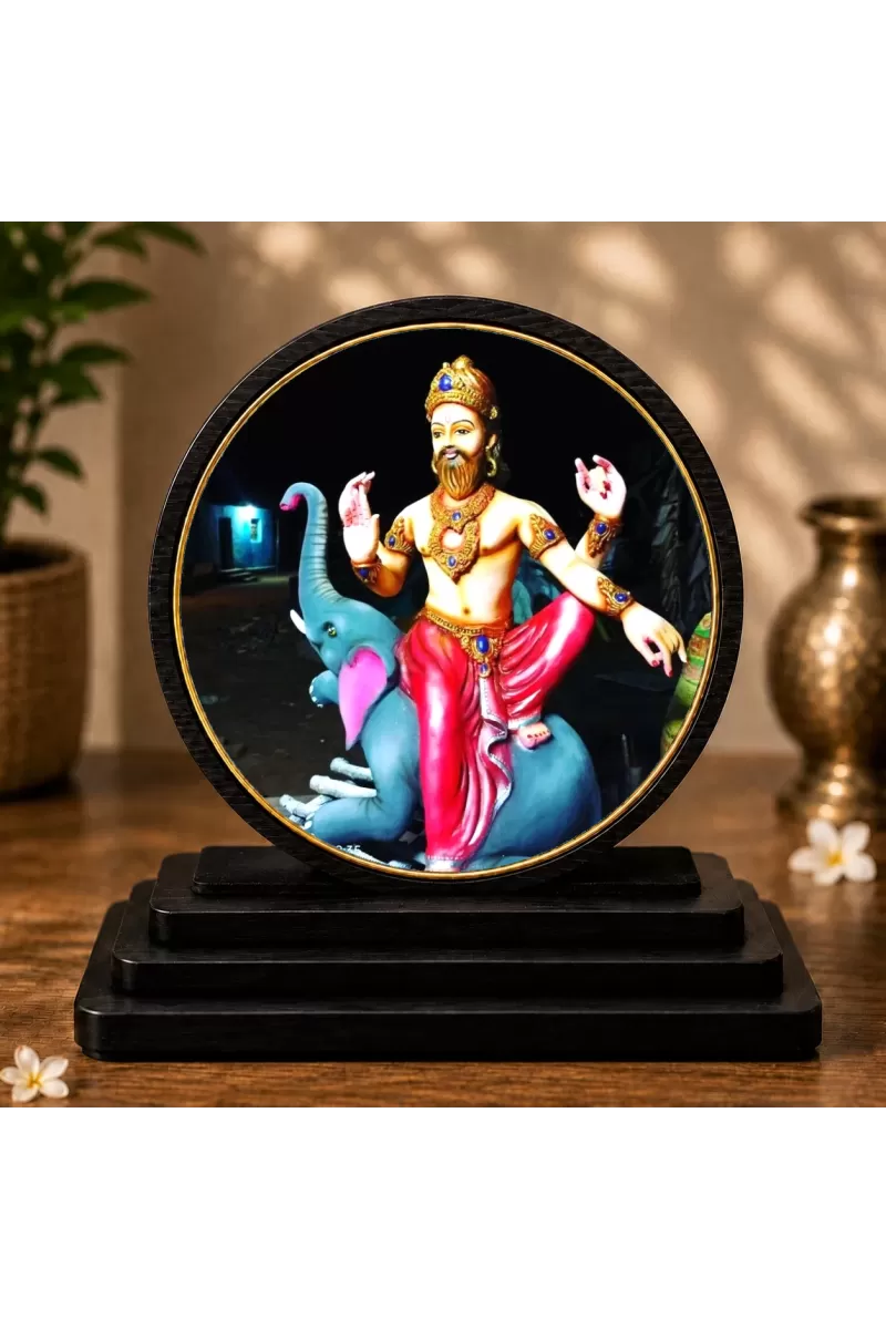 Premium Wooden Lord Vishwakarma Showpiece For Car Dashboard & Office Table | 4 X 4.5 Inch Sublimation Printed Decorative Stand | 4 Mm MDF | Home Decor | Made In India (F33485)