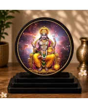 Premium Wooden Lord Kubera Showpiece For Car Dashboard & Office Table | 4 X 4.5 Inch Sublimation Printed Decorative Stand | 4 Mm MDF | Home Decor | Made In India (F33486)