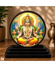 Premium Wooden  Lord Kubera Showpiece For Car Dashboard & Office Table | 4 X 4.5 Inch Sublimation Printed Decorative Stand | 4 Mm MDF | Home Decor | Made In India (F33488)