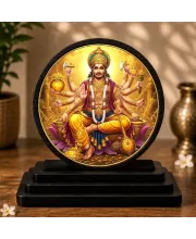 Premium Wooden  Lord Kubera Showpiece For Car Dashboard & Office Table | 4 X 4.5 Inch Sublimation Printed Decorative Stand | 4 Mm MDF | Home Decor | Made In India (F33489)