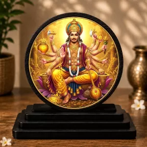 Premium Wooden Lord Kubera Showpiece For Car Dashboard & Office Table | 4 X 4.5 Inch Sublimation Printed Decorative Stand | 4 Mm MDF | Home Decor | Made In India (F33489) Premium Wooden Lord Kubera Showpiece For Car Dashboard & Office Table | 4 X 4.5 Inch Sublimation Printed Decorative Stand | 4 Mm MDF | Home Decor | Made In India (F33489)