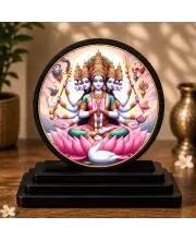 Premium Wooden Gayatri Mata Showpiece For Car Dashboard & Office Table | 4 X 4.5 Inch Sublimation Printed Decorative Stand | 4 Mm MDF | Home Decor | Made In India (F33490)