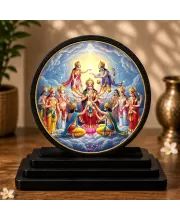 Premium Wooden Maa Durga Showpiece For Car Dashboard & Office Table | 4 X 4.5 Inch Sublimation Printed Decorative Stand | 4 Mm MDF | Home Decor | Made In India (F33492)
