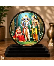 Premium Wooden Ram Darbar Showpiece For Car Dashboard & Office Table | 4 X 4.5 Inch Sublimation Printed Decorative Stand | 4 Mm MDF | Home Decor | Made In India (F33493)