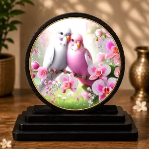 Premium Wooden Lovebirds Showpiece For Car Dashboard & Office Table | 4 X 4.5 Inch Sublimation Printed Decorative Stand | 4 Mm MDF | Home Decor | Made In India (F33504) Premium Wooden Lovebirds Showpiece For Car Dashboard & Office Table | 4 X 4.5 Inch Sublimation Printed Decorative Stand | 4 Mm MDF | Home Decor | Made In India (F33504)