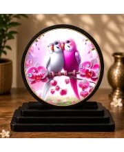 Premium Wooden Parrots Showpiece For Car Dashboard & Office Table | 4 X 4.5 Inch Sublimation Printed Decorative Stand | 4 Mm MDF | Home Decor | Made In India (F33505)