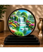 Premium Wooden Vibrant Waterfall Showpiece For Car Dashboard & Office Table | 4 X 4.5 Inch Sublimation Printed Decorative Stand | 4 Mm MDF | Home Decor | Made In India (F33509)