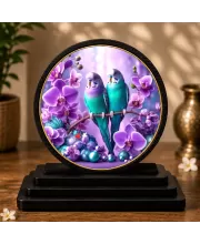 Premium Wooden Two Birds Showpiece For Car Dashboard & Office Table | 4 X 4.5 Inch Sublimation Printed Decorative Stand | 4 Mm MDF | Home Decor | Made In India (F33512)