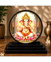 Premium Wooden Lord Ganesha Showpiece For Car Dashboard & Office Table | 4 X 4.5 Inch Sublimation Printed Decorative Stand | 4 Mm MDF | Home Decor | Made In India (F33519)