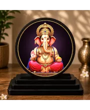Premium Wooden Lord Ganesha Showpiece For Car Dashboard & Office Table | 4 X 4.5 Inch Sublimation Printed Decorative Stand | 4 Mm MDF | Home Decor | Made In India (F33520)