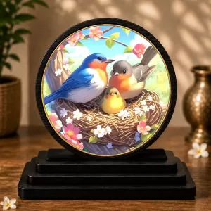 Premium Wooden Birds In A Nest Showpiece For Car Dashboard & Office Table | 4 X 4.5 Inch Sublimation Printed Decorative Stand | 4 Mm MDF | Home Decor | Made In India (F33523) Premium Wooden Birds In A Nest Showpiece For Car Dashboard & Office Table | 4 X 4.5 Inch Sublimation Printed Decorative Stand | 4 Mm MDF | Home Decor | Made In India (F33523)