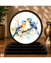 Premium Wooden Vibrant Bluebird Showpiece For Car Dashboard & Office Table | 4 X 4.5 Inch Sublimation Printed Decorative Stand | 4 Mm MDF | Home Decor | Made In India (F33534)