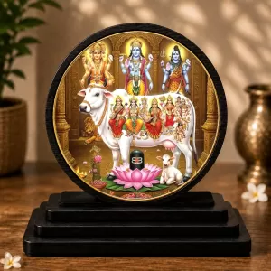 Premium Wooden Kamadhenu Cow Showpiece For Car Dashboard & Office Table | 4 X 4.5 Inch Sublimation Printed Decorative Stand | 4 Mm MDF | Home Decor | Made In India (F33551) Premium Wooden Kamadhenu Cow Showpiece For Car Dashboard & Office Table | 4 X 4.5 Inch Sublimation Printed Decorative Stand | 4 Mm MDF | Home Decor | Made In India (F33551)