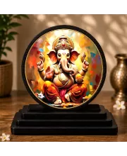 Premium Wooden Lord Ganesha Showpiece For Car Dashboard & Office Table | 4 X 4.5 Inch Sublimation Printed Decorative Stand | 4 Mm MDF | Home Decor | Made In India (F33553)