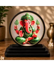 Premium Wooden Lord Ganesha Showpiece For Car Dashboard & Office Table | 4 X 4.5 Inch Sublimation Printed Decorative Stand | 4 Mm MDF | Home Decor | Made In India (F33554)