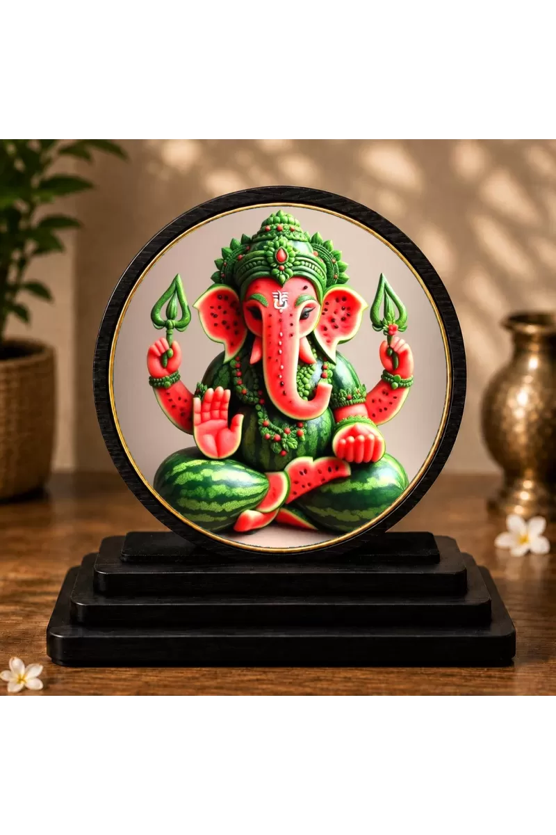 Premium Wooden Lord Ganesha Showpiece For Car Dashboard & Office Table | 4 X 4.5 Inch Sublimation Printed Decorative Stand | 4 Mm MDF | Home Decor | Made In India (F33554)