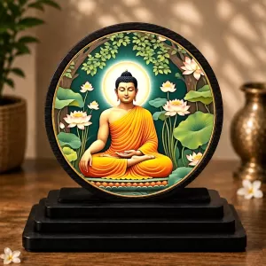 Premium Wooden Gautam Buddha Showpiece For Car Dashboard & Office Table | 4 X 4.5 Inch Sublimation Printed Decorative Stand | 4 Mm MDF | Home Decor | Made In India (F33555) Premium Wooden Gautam Buddha Showpiece For Car Dashboard & Office Table | 4 X 4.5 Inch Sublimation Printed Decorative Stand | 4 Mm MDF | Home Decor | Made In India (F33555)