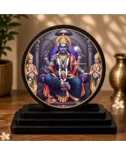 Premium Wooden  Lord Shani Showpiece For Car Dashboard & Office Table | 4 X 4.5 Inch Sublimation Printed Decorative Stand | 4 Mm MDF | Home Decor | Made In India (F33566)