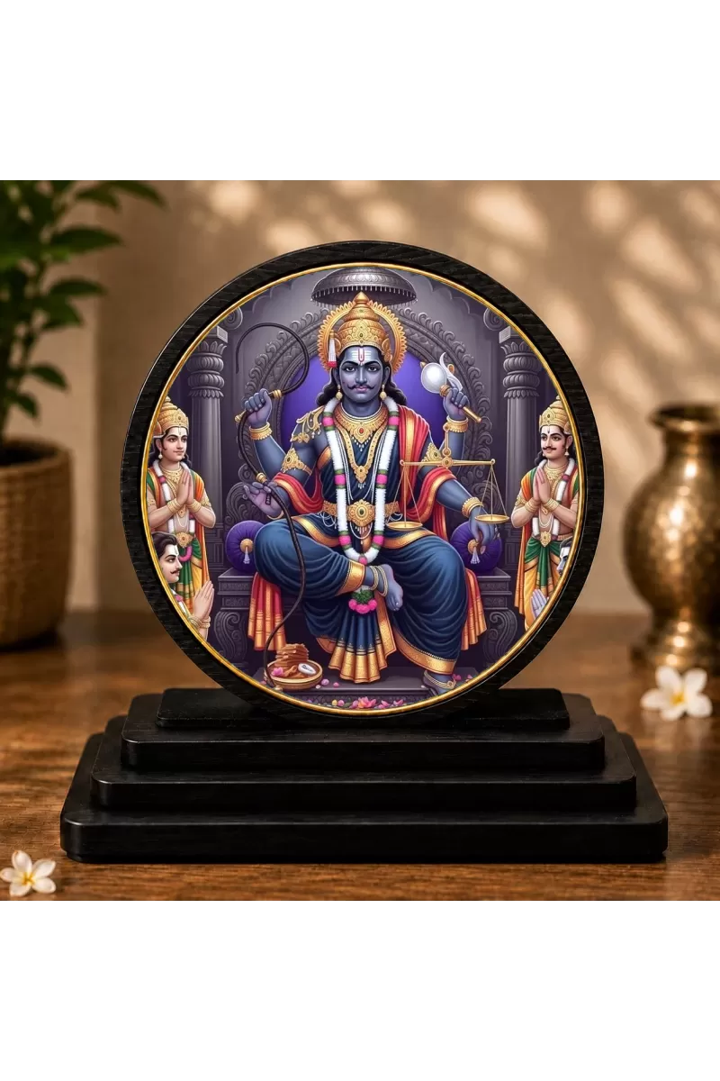 Premium Wooden  Lord Shani Showpiece For Car Dashboard & Office Table | 4 X 4.5 Inch Sublimation Printed Decorative Stand | 4 Mm MDF | Home Decor | Made In India (F33566)