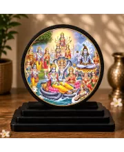 Premium Wooden Lord Vishnu Seated On Sheshnag Showpiece For Car Dashboard & Office Table | 4 X 4.5 Inch Sublimation Printed Decorative Stand | 4 Mm MDF | Home Decor | Made In India (F33572)
