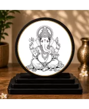 Premium Wooden Lord Ganesha Showpiece For Car Dashboard & Office Table | 4 X 4.5 Inch Sublimation Printed Decorative Stand | 4 Mm MDF | Home Decor | Made In India (F33573)