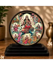 Premium Wooden  Navdurga Showpiece For Car Dashboard & Office Table | 4 X 4.5 Inch Sublimation Printed Decorative Stand | 4 Mm MDF | Home Decor | Made In India (F33575)